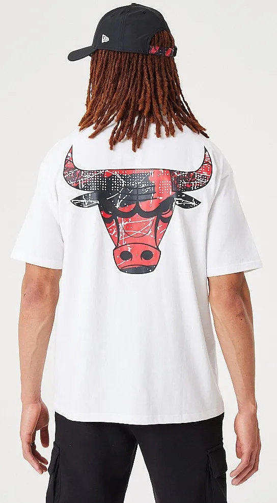 T-Shirt New Era Infill Team Logo Oversized NBA Chicago Bulls - White/Faded Red - men´s