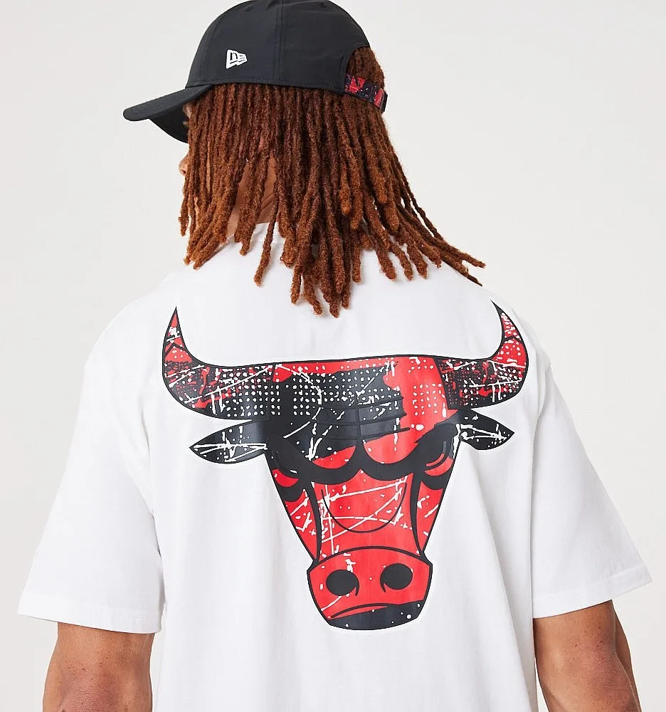 T-Shirt New Era Infill Team Logo Oversized NBA Chicago Bulls - White/Faded Red - men´s