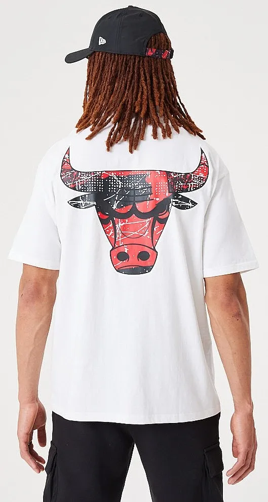 T-Shirt New Era Infill Team Logo Oversized NBA Chicago Bulls - White/Faded Red - men´s