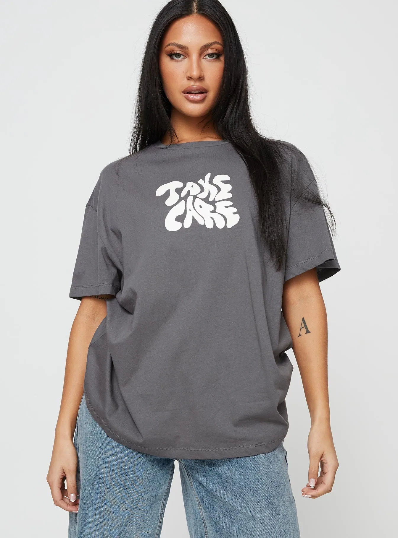 Take Care Oversized Tee Grey