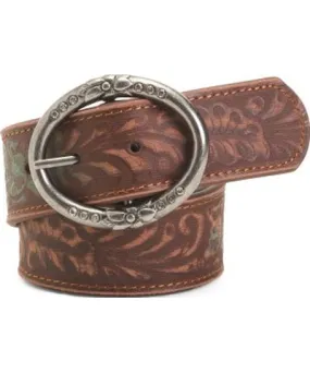 Tj Maxx Leather Ring Buckle Distressed Western Belt For Women