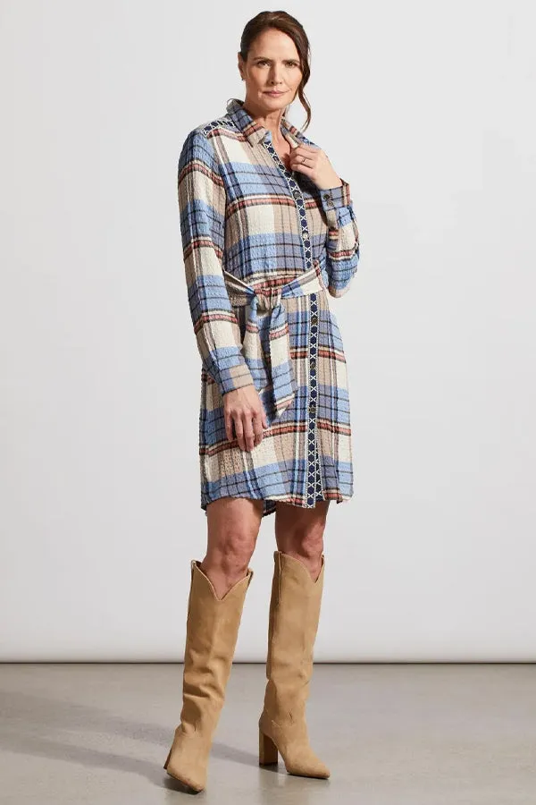 Tribal Knotted Plaid Shirt Dress