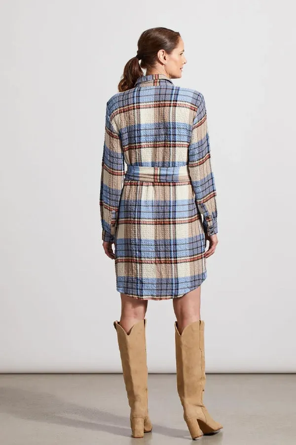 Tribal Knotted Plaid Shirt Dress