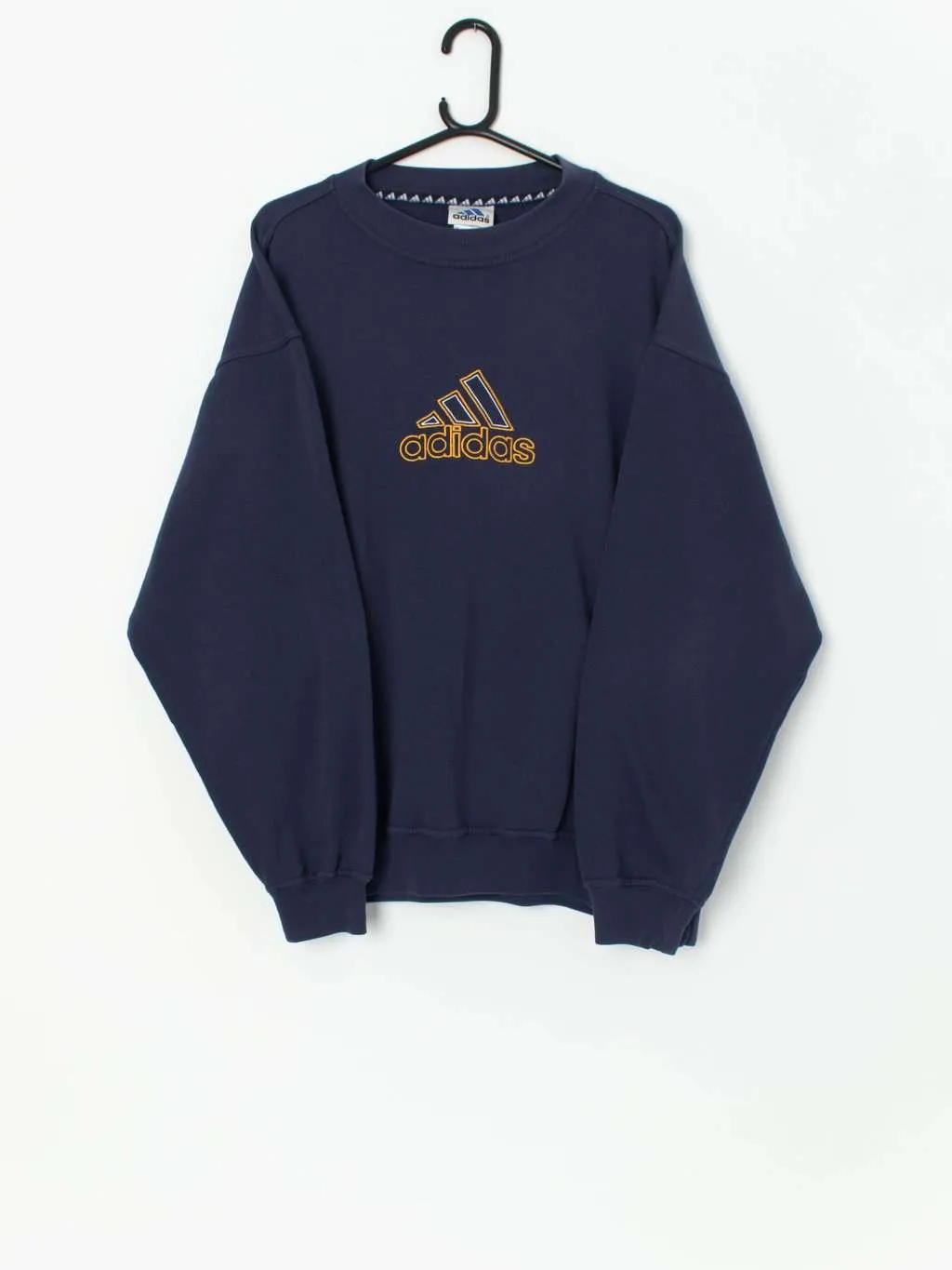 Vintage Adidas sweatshirt in navy and yellow – Large