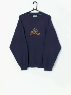 Vintage Adidas sweatshirt in navy and yellow – Large