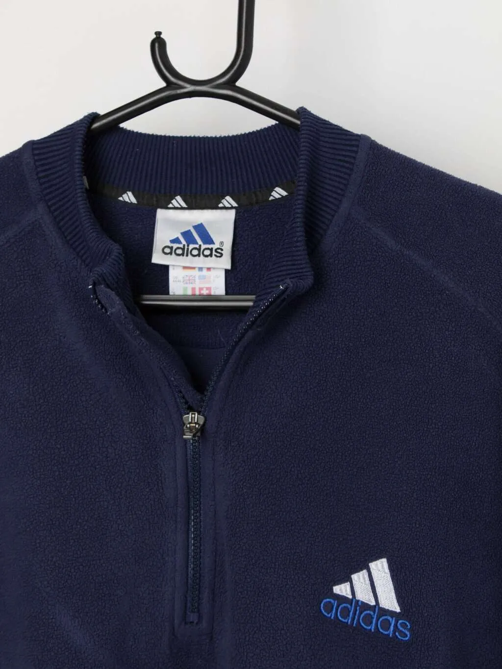 Vintage Y2K Adidas fleece in blue with quarter zip – Large