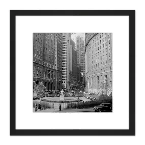 Wall Art & Pictures | New York City Bowling Green Park Vintage Photo 8X8 Inch Square Wooden Framed Wall Art Print Picture wi