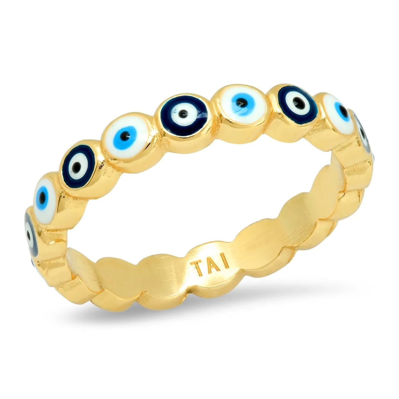 White/Blue Mix Evil Eye Ring