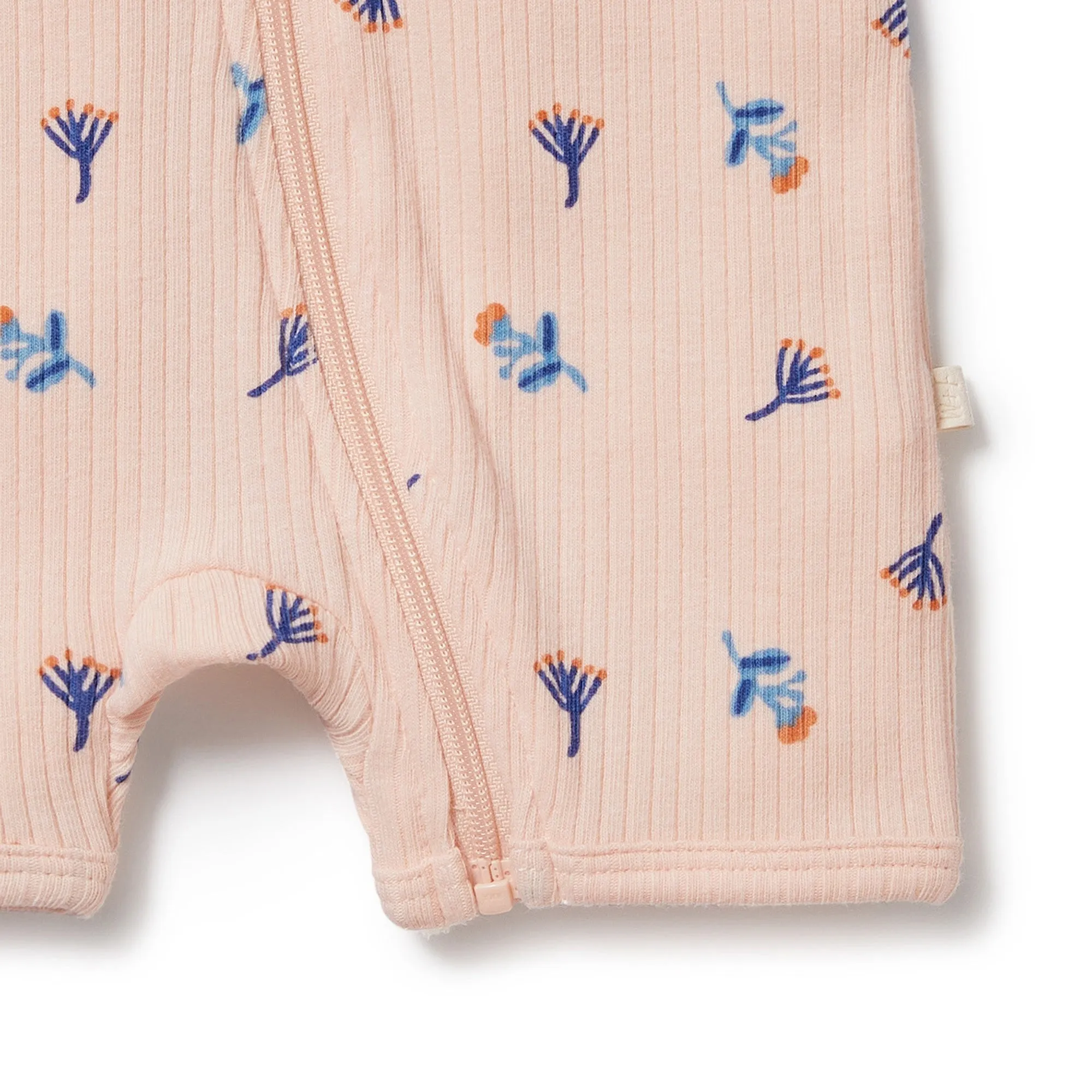 Wilson & Frenchy Little Flower Organic Rib Zipsuit