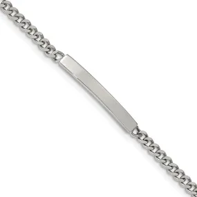 Women's 4mm Stainless Steel Flat Curb Link I.D. Bracelet, 8.5 Inch