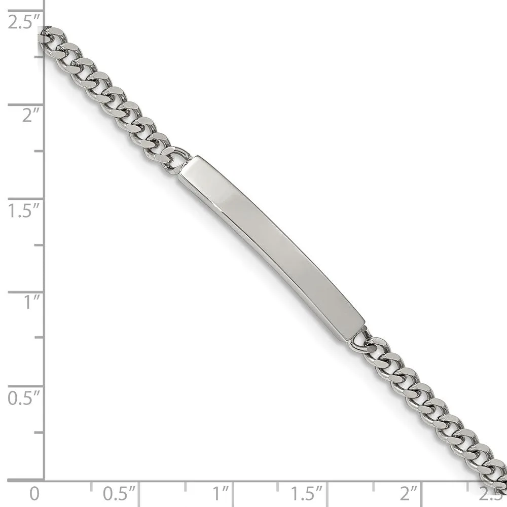 Women's 4mm Stainless Steel Flat Curb Link I.D. Bracelet, 8.5 Inch