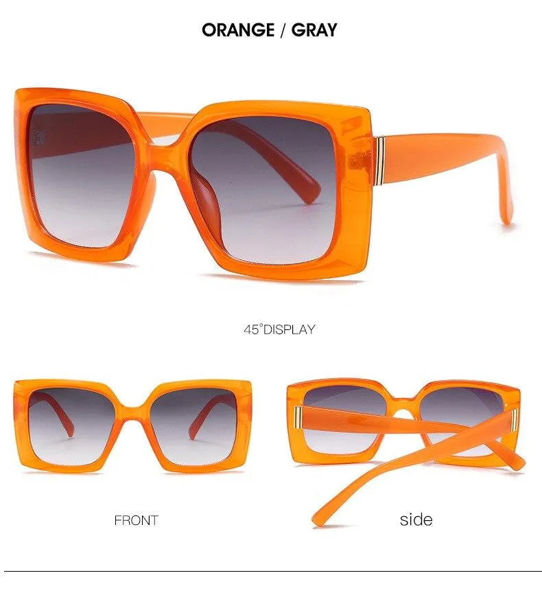 Women's Floral Oversized Square Sunglasses with Gradient Lens