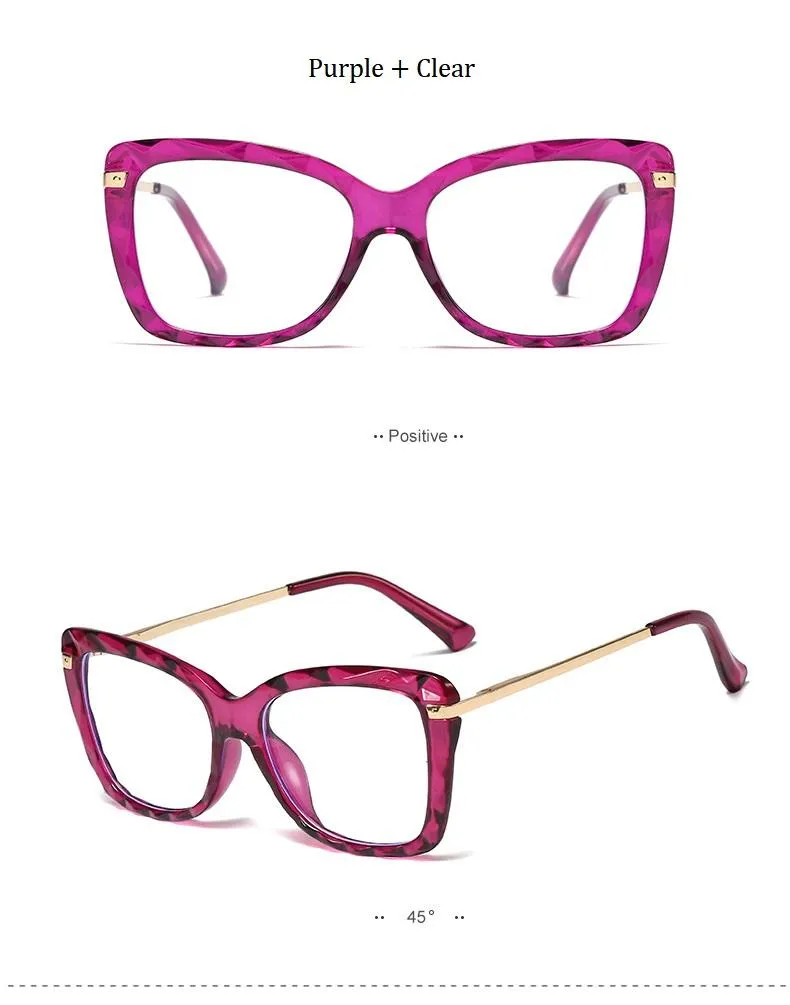 Women's Spring Anti-Blue Multi-Faceted Square Crystal Glasses